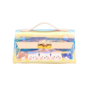 

Holographic Makeup Cosmetic Bag Iridescent Large Makeup Pouch Travel Organizer Pencil Case 2pcs Set @LS
