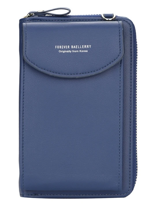 Baellerry женский кошелек вертикальный через плечо мобильный телефон бумажник с застёжкой-молнией сплошной цвет ПУ, кожаная монета кошелек держатель карты сумка - Цвет: Dark Blue