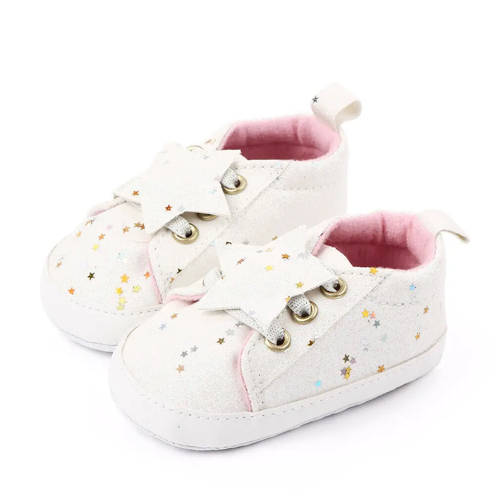 Обувь для новорожденных мальчиков и девочек; принт со звездой; Всесезонная Повседневная обувь; кроссовки для малышей; кроссовки для детей 0-18 лет - Цвет: Белый