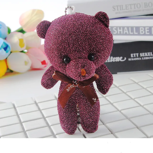 Тканевый плюшевый медведь, плюшевый кулон, сумка для ключей, плюшевые игрушки, игрушки-кнопки, мягкие животные, натуральные плюшевые брелки, милые плюшевые брелки - Цвет: Purple