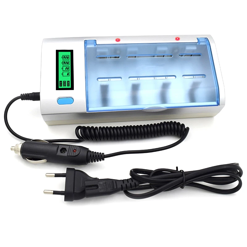 

AAAE Top-C906W Multi Usage 4 Slots Lcd Display Battery Charger For Nimh Nicd Aa/Aaa/Sc/C/D/9V Rechargeable Battery Eu Plug