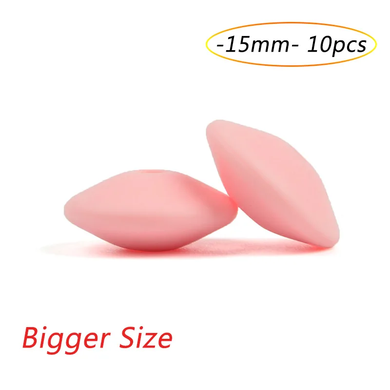 15mm baby pink LOFCA 15 мм силиконовые бусины в форме чечевицы 10 шт./лот зубной прорезыватель для малышей без БФА, Силиконовый грызунок бусины ожерелье с буквами для изготовления ювелирных изделий - Цвет: 15mm baby pink