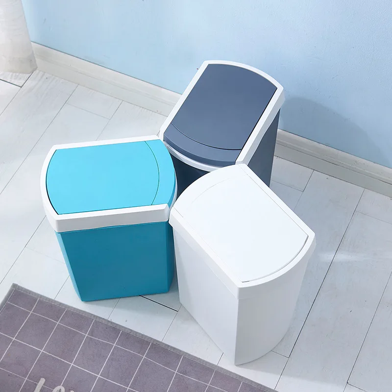 With Cap Garbage Can Tube Hand Small Rectangular Bomb Cover Living Room Bedroom Bathroom Kitchen Household Garbage Can
