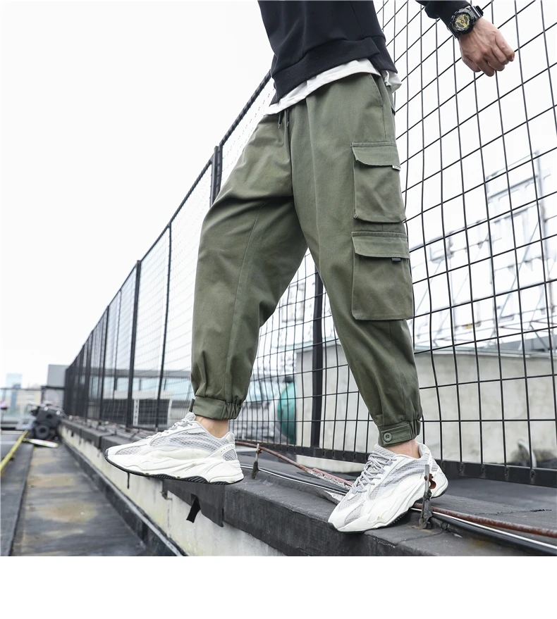 New Men's Side Pockets Cargo Pants 2021 Black Hip Hop Harem Pants Casual Male Joggers Sweatpants Fashion Streetwear Trousers 5XL black cargo pants mens