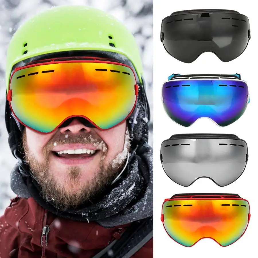 Для взрослых Лыжный Спорт очки двойные линзы анти-туман большой Сферический лыжный очки для активного спорта, ветрозащитные маски очки оборудование