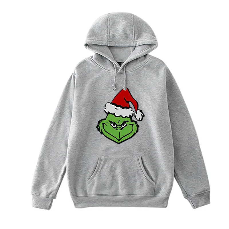 Gray A Фильм Grinch палантин Рождество Косплей Толстовка с принтом Санта Рождество толстовки с капюшоном для мужчин и женщин - Цвет: Gray A