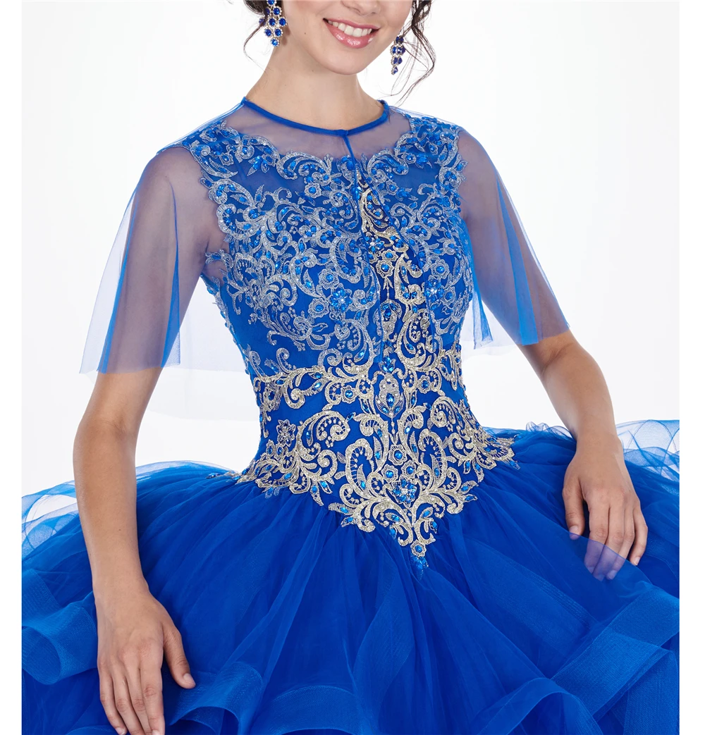 Сверкающее синее платье Vestido Robe De Sweet 16 платье с глубоким вырезом vestido de 15 Anos Vestidos De Quinceaneras платья с жакетом