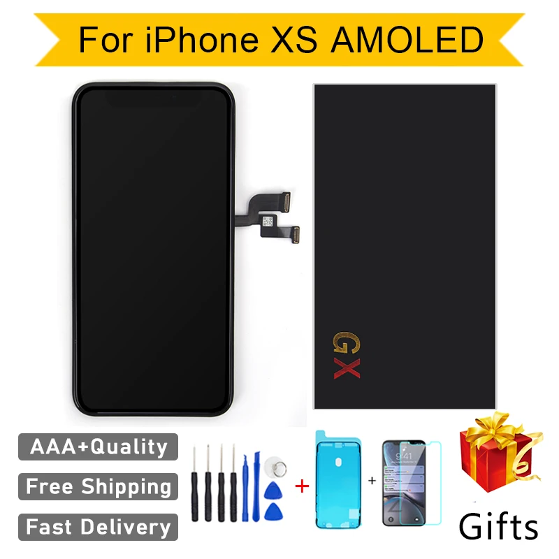 

JFJVC Quality AAA+++ GXS AMOLED 5.8 No Dead Pixel For IPhone XS LCD Display Touch Screen Replacement Digitizer Assembly Pantalla