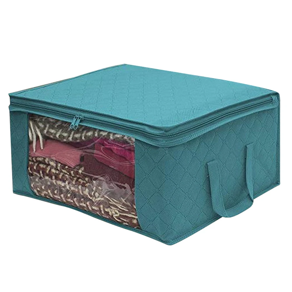 3pcs Home Clear Window Packing Container Travel Bedding Quilt Organizer Zipper Foldable Clothing Storage Bag Non Woven Dustproof