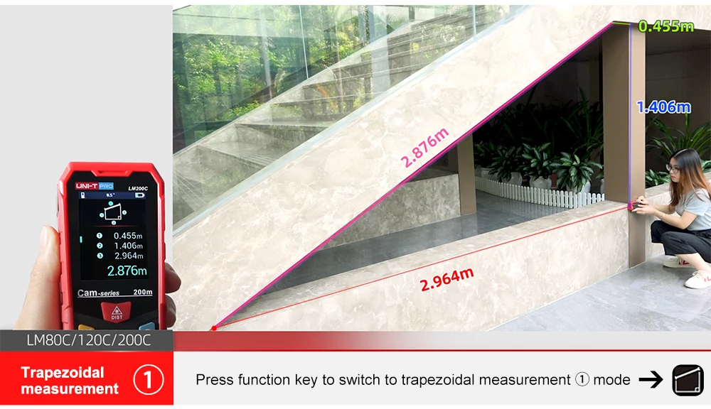 Лазерный дальномер UNI-T 80/120/200 м высокая точность электронный Правитель Открытый Применение LM80C/LM120C/LM200C камера цветной экран IP65