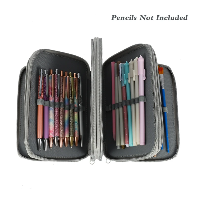Pure Square Sketch Color Lead School Pencil Case Large Zipper Pen Bag Four Multi Layers Boy Girls Set Box Stationery Pouch