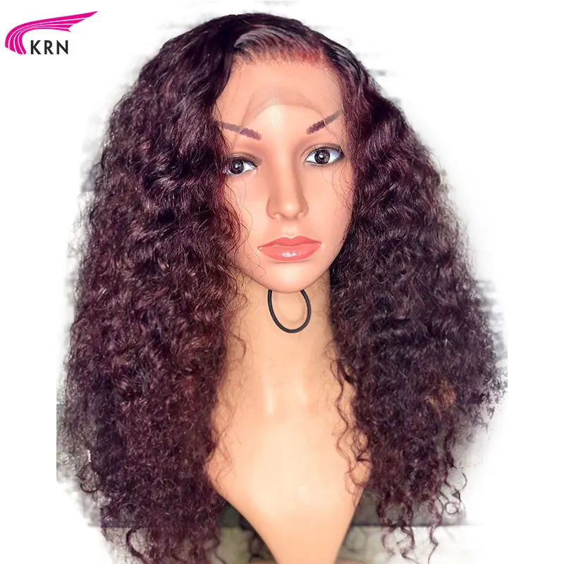 

KRN 13x6 lace front wig Ombre Color Curly Human Hair Wigs With Baby Hair Brazilian Remy Hair Lace Wig free Part