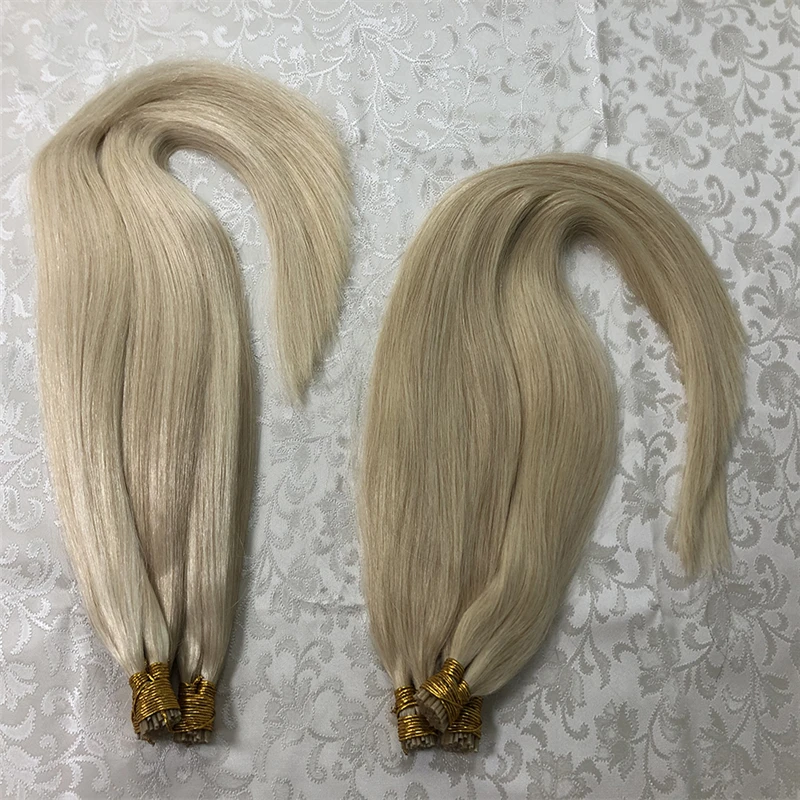 QHP Hair Straight Machine Made Remy Hair Extensions 50pcs/ Set Straight Keratin I Tip Human Extension Ombre Color Pink Red hair extensions