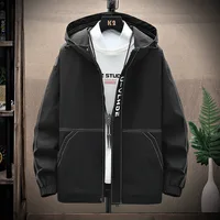 2021 Autumn New Men's Hooded Jacket Youth Fashion Large Size Loose Tooling Style Top Student Casual Coat