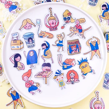 

60Pcs/Pack Colored Cartoon Cat Pattern Iron Box Stickers Decoracion Boxed Scrapbooking DIY Office Stationery School Supplies