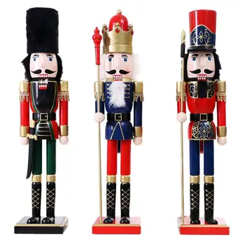 

Nutcracker Christmas Wooden Christmas Decorations Handmade Wood Crafts British Style 60CM Nutcracker Puppet Home Decoration #4W