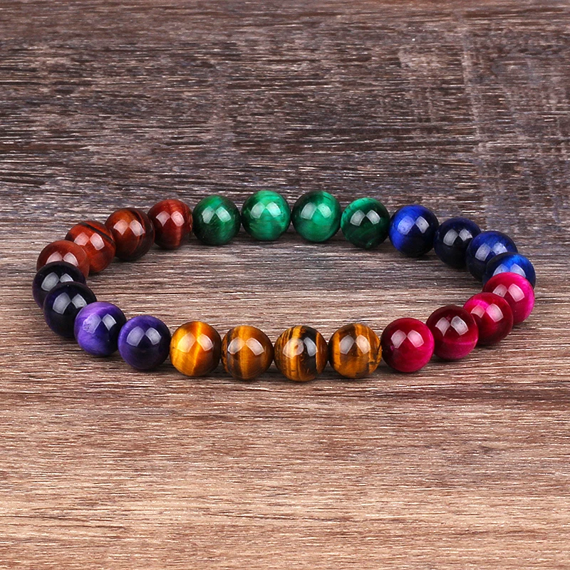 Natural Stone Bracelet 5A+ Colorful Tiger Eye Beads Bracelets Women Men Reiki Healing Energy Jewelry