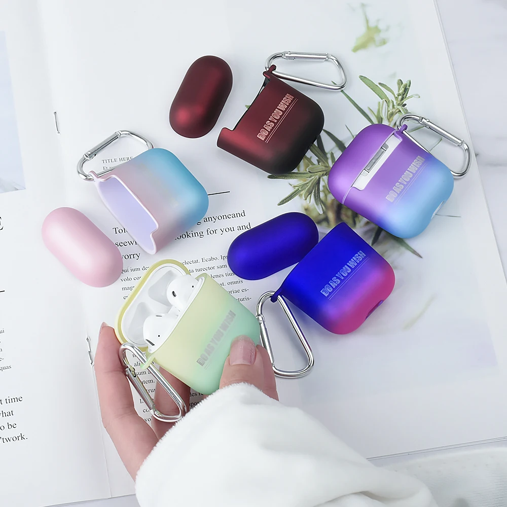 Градиент моды пара футляр для наушников для Airpods 2 матовые беспроводные Bluetooth наушники зарядная Коробка Чехол для Apple AirPods