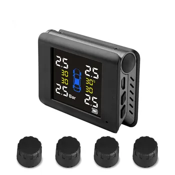 

Folding Wireless Tire Pressure Monitoring Alarm System TPMS for Hyundai For KIA Universal Digital Solar-Powered Car TPMS