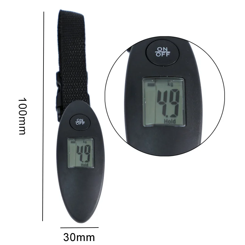 black 40 кг/100 г электронные весы с ЖК-дисплеем, цифровые дорожные весы для багажа с ремешком, подвесные весы для покупок, портативные весы для чемодана - Цвет: black
