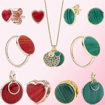 

New 100% 925 Silver Beautifully Different Shine & Green Rose & Red Murano Glass Heart Ring Earring Pendant Necklace Bead Charm