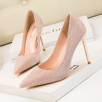 

2020 autumn new women's shoes fashion stiletto shoes casual work Sexy OL the wild pointed shallow mouth high heels Wedding shoes