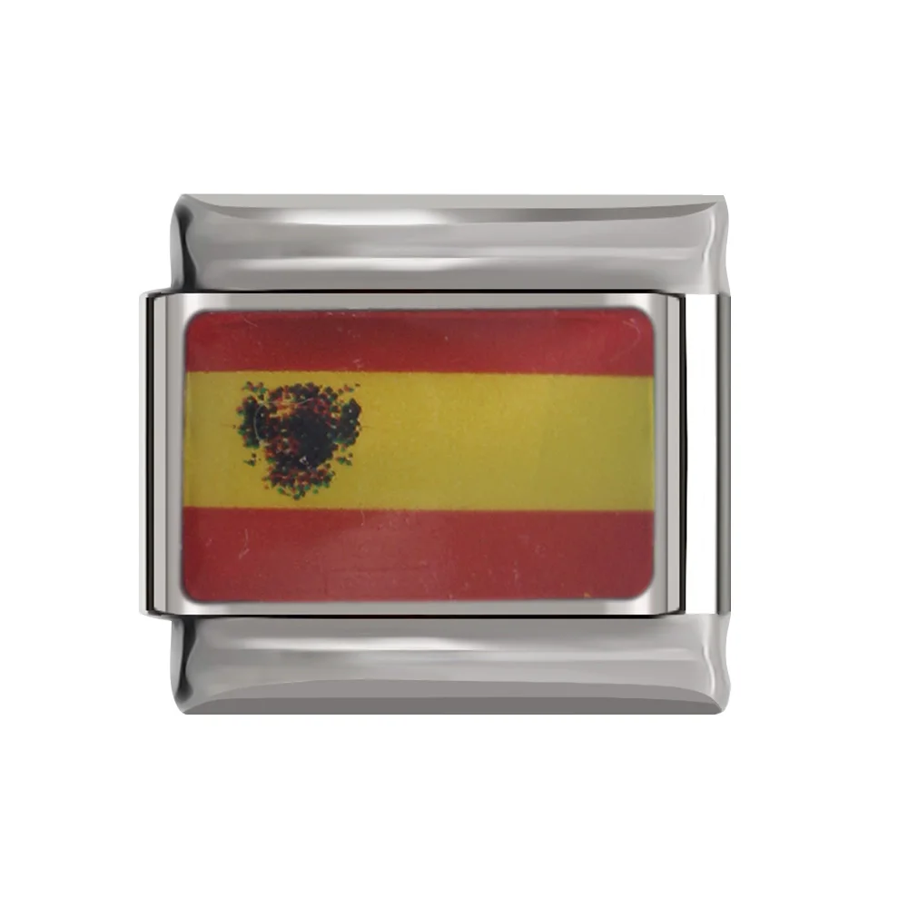 Spain Hapiship, 1 шт., ширина 9 мм, оригинальная национальная подвеска в виде флага, браслет из нержавеющей стали для изготовления ювелирных изделий DJ16 - Окраска металла: Spain