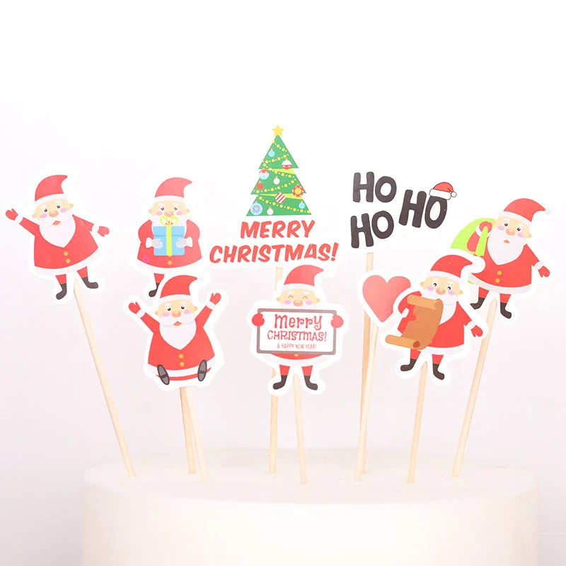 1 комплект, Рождественский Санта-Клаус, снеговик, торт, Топпер, Счастливого Рождества, украшения для дома, рождественские топперы, kerst navidad noel