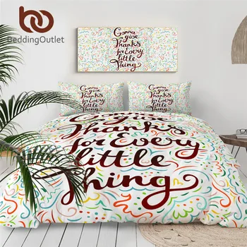 

BeddingOutlet Quote Art Quilt Cover Words Colorful Home Textile Thanksgiving Theme Bedding Set Freehand Letters Stylish Bedlinen
