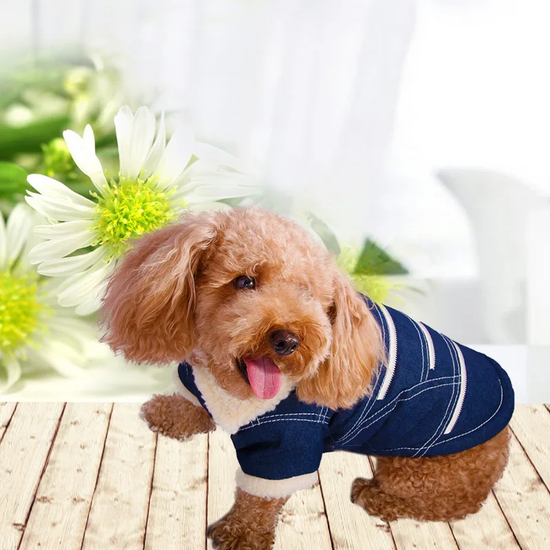 Pet Dog Clothes Pet Dogs Cat Cowboy Jacket Winter Warm Thicken Small Medium Dog Cloth Costume Dress Apparel Puppy Kitten Clothes