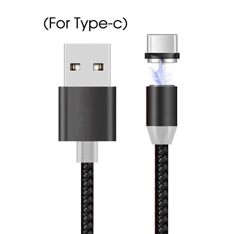 Для samsung, для xiaomi, быстрое магнитное зарядное устройство, микро USB кабель, быстрый Магнитный зарядный шнур для телефона, кабель type C для huawei, для VIVO - Цвет: Type C Black