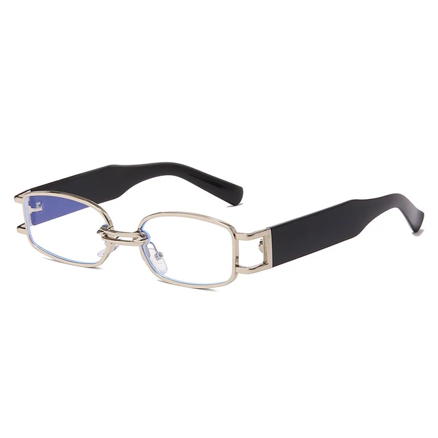 SO&EI Fashion Small Rectangle Women Sunglasses Brand Designer Vintage Square Punk Sun Glasses Men Shades UV400 Clear Eyewear Silver clear