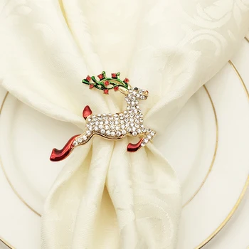 

6PCS Metal Colored Elk Christmas Napkin Ring Wedding Banquet Hotel Table Supplies