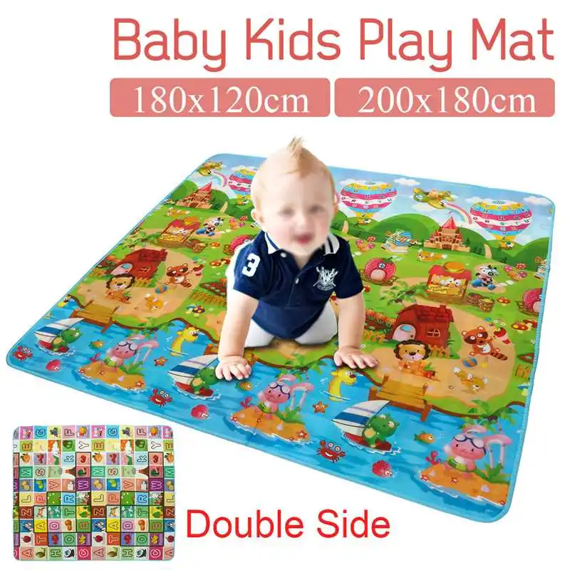 

2Types Baby Play Mat Crawling Mat Double Surface Baby Carpet Rug Farm pattern/Letter Fruit puzzle Mat for Children Game Pad
