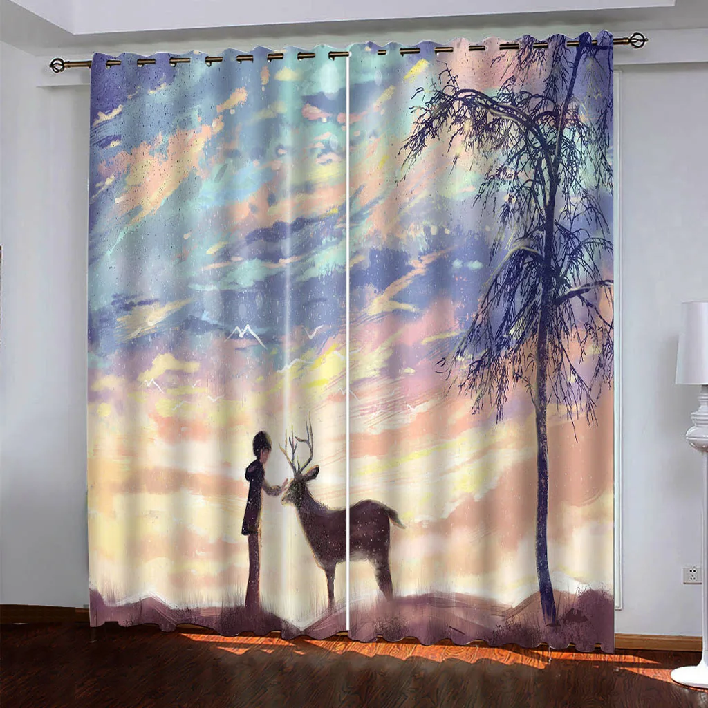 

Индивидуальная оконная занавеска, затемняющие шторы для комнаты, спальни, занавески 3D в винтажном стиле, ландшафтные шторы