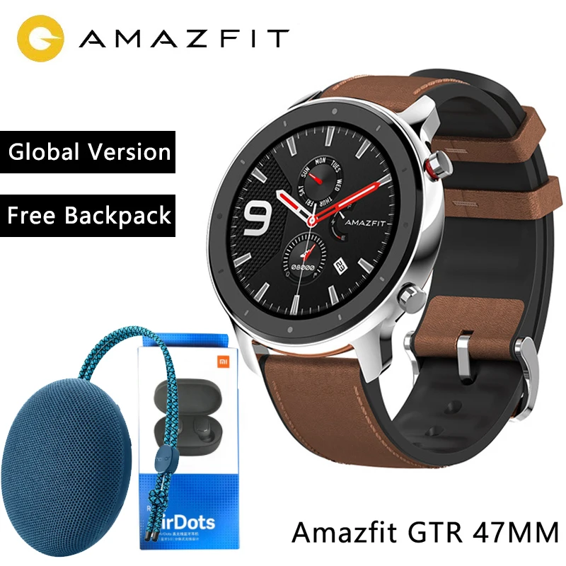 Умные часы Huami Amazfit GTR 47 мм 42 Xiaomi с GPS 5ATM водонепроницаемые 24 дня автономной работы 12