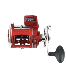 Fish Drum Wheel With 999 FT Depth Finder Counter Trolling Fishing Drum Wheel 50 Left Hand 12BB Baitcasting Drum Fishing Reel