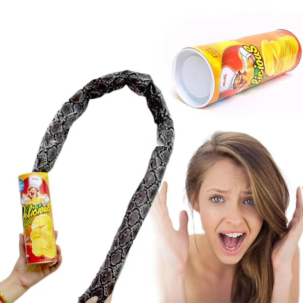 

Hot Funny Joke Toys Potato Chip Can Jump Spring Bounce Snake Toys Fool Day Gifts