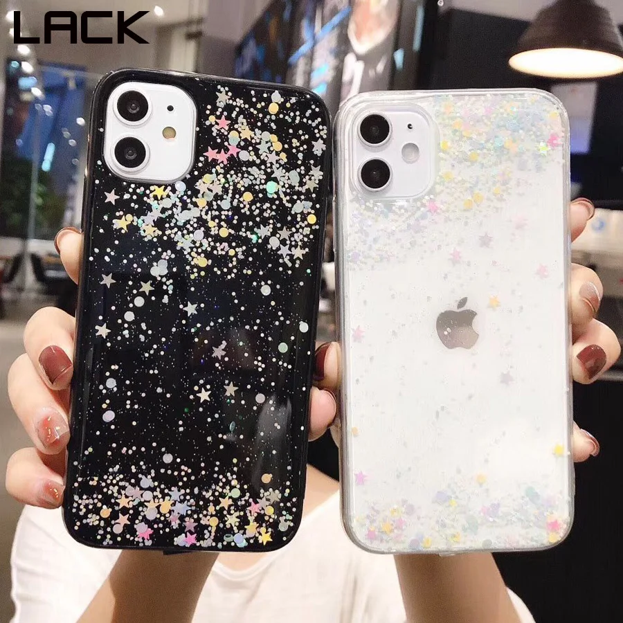 Чехол из блестящей фольги с блестками и звездами для iPhone 11 Pro XS Max XR X блестящий