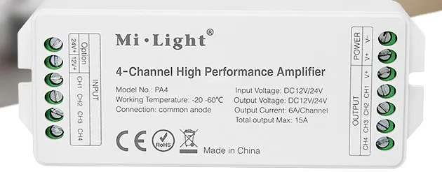 PA4 MiBOXER PA4/PA5 15A 4CH 5CH led высокопроизводительный усилитель серии контроллер и все ШИМ типа светодиодный контроллер DC12V 24 В - Цвет: PA4