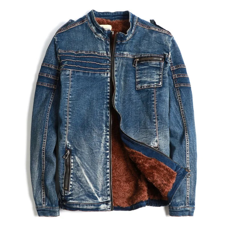 Mens Denim Jeans Zipper Coats Jacket 