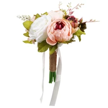 Свадебный букет, Свадебный Романтический искусственный шёлковый пион, букет роз для невесты, подружки невесты