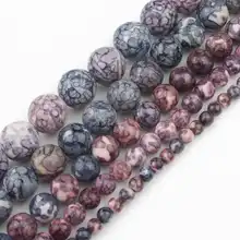 Natural Stone Beads Purple Spotted Rain Jaspers Loose Beads For Jewelry Making DIY Bracelet Accessories 15'' 4/6/8/10/12mm