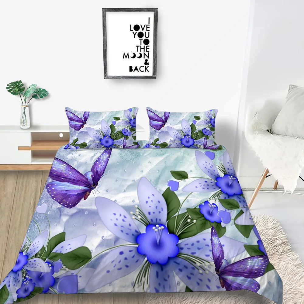 

Artistic Bedding Set Butterflies Fresh 3D Beautiful Duvet Cover For Girl King Queen Twin Full Single Double Comfortable Bed Set