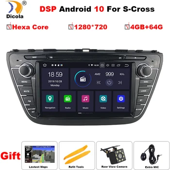 

8" Android 10 Hexa Core PX6 DSP 4G+64G Car DVD Multimedia Player For SUZUKI SX4 S-Cross 2013-2017 GPS Radio RDS DVR DAB 4G WIFI