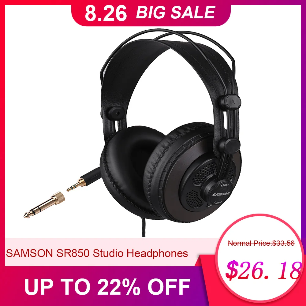 

SAMSON SR850 Professional Studio Reference Headphones Dynamic Headset Semi-open Design for Recording Monitoring Music