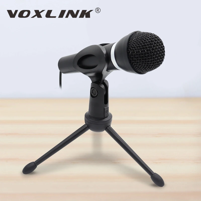 VOXLINK Microphone 3.5mm Wired Home Stereo Desktop Tripod MIC For PC YouTube Video Chatting Gaming Podcasting Recording Meeting gaming headphones with mic