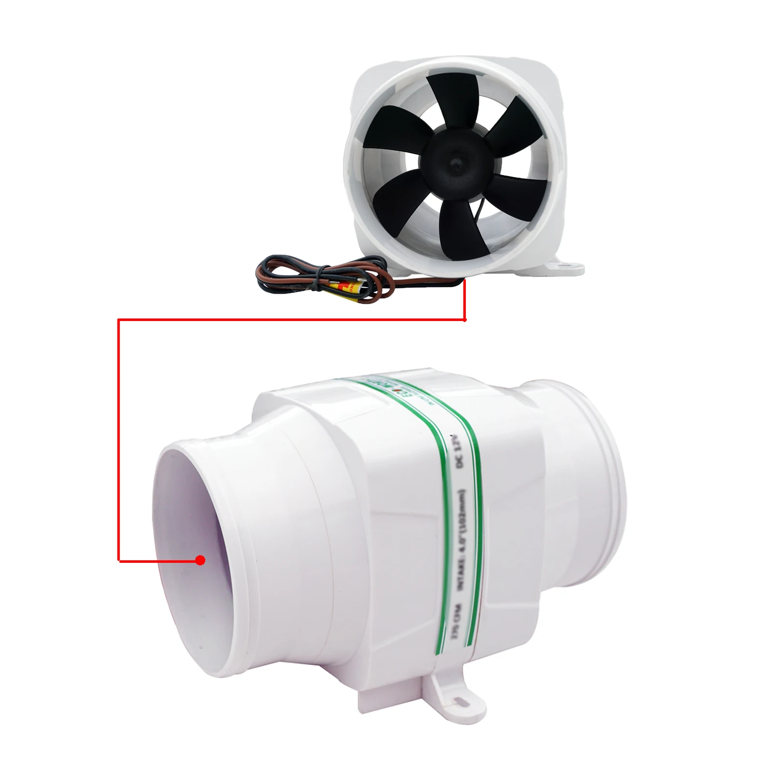 Marine 6 Blade Boat 12V 4" In Line Blower Bilge Vent Fan Ventilation