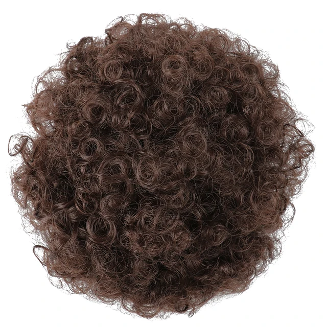 2PCS Short Afro Hair Bun Puff Synthetic Kinky Curly Chignon Hairpiece For Women Drawstring Ponytail Updo Hair Extensions Q9-4