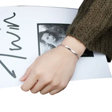 Модные женские браслеты из натуральной 925 пробы, серебряный, плоский, 3 мм., с открытым носком, ID браслет, 16 см., праздничные подарки на день рождения, уникальные браслеты с подвесками